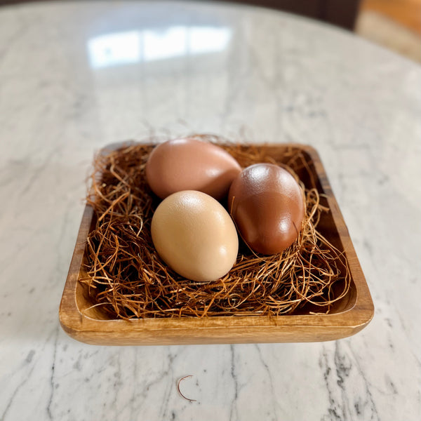 Set of 3 Large Rounded Eggs in Nest (Warm Tones)
