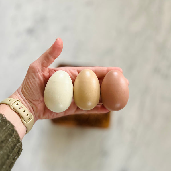Set of 3 Large Rounded Eggs in Nest {Light Colors}