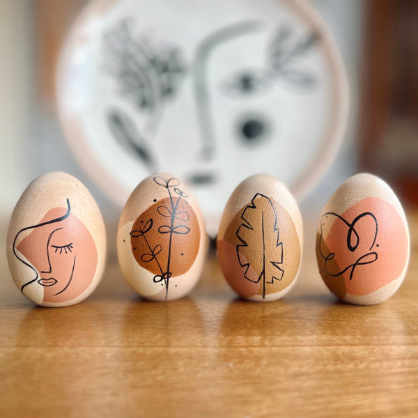 Abstract Line Drawing Eggs (Set of 4)